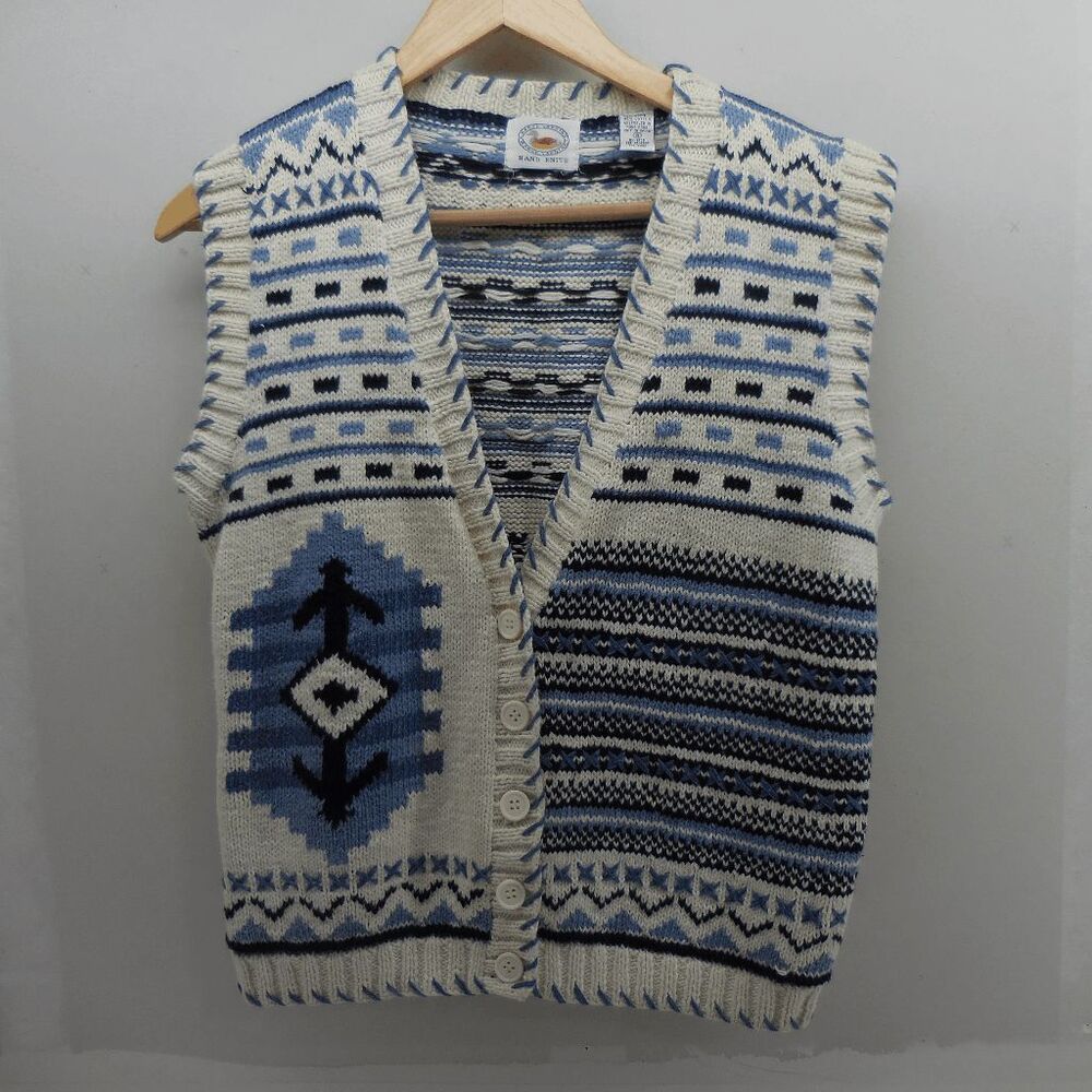 Vintage Marsh Landing Womens‎ Geometric Cottagecore Cardigan Cable Knit Size S